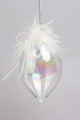 Pearlescent Glass Christmas Tree Ornaments with White Feather Detail Elegant Hanging Baubles - G Decor