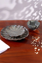 Petal Bloom Handcrafted Stoneware Tableware Collection Floral Carved Plates & Bowls - G Decor
