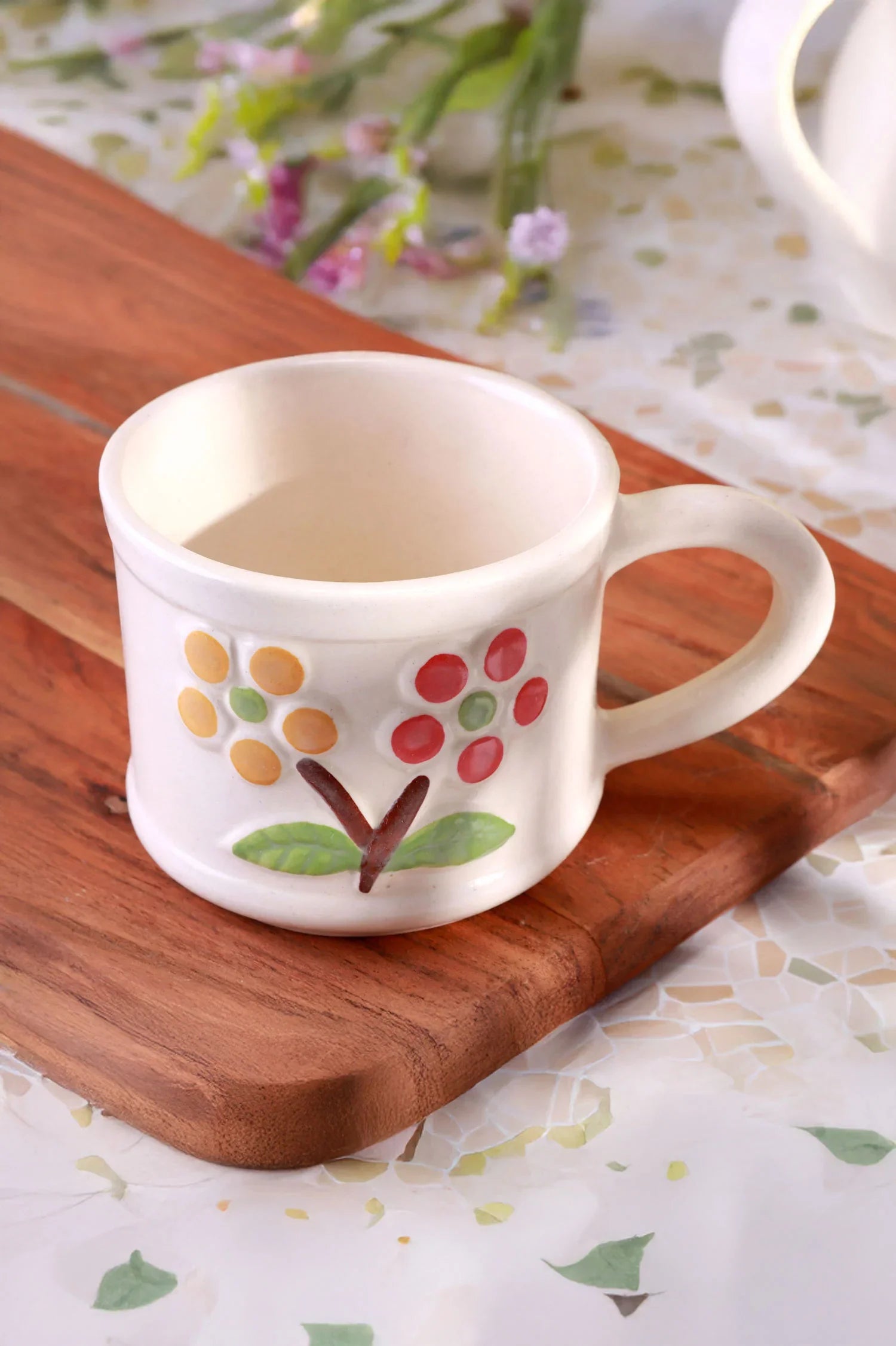 Petal Wildflower Handmade Ceramic Mug Hand-Painted Floral Coffee & Tea Cup - G Decor