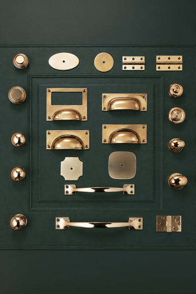 Polished Brass Cabinet Hardware Set, Solid Brass Knobs, Cup Pulls, Pull Handles, Hinges and Rosettes (Build Your Own)