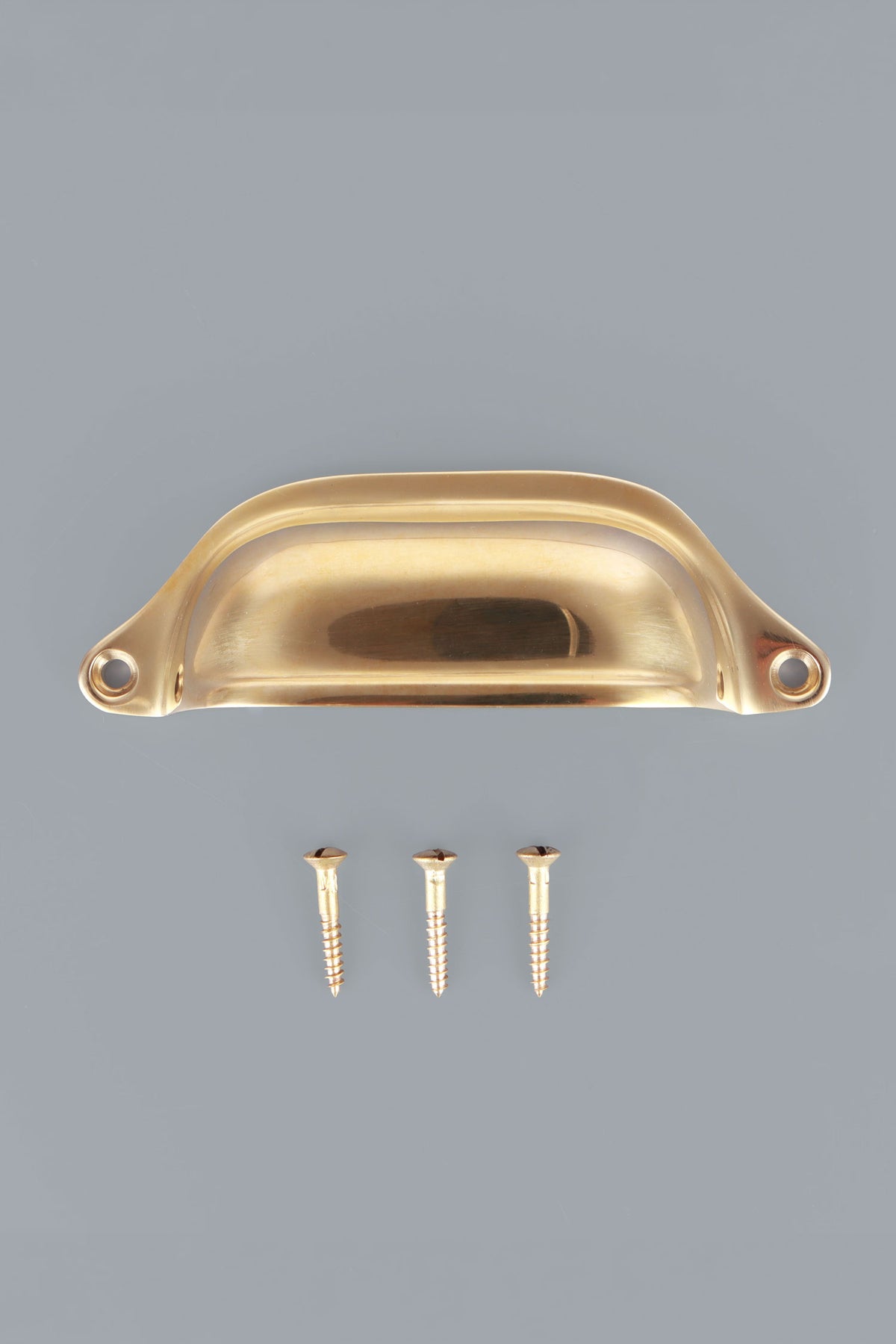 Deep scoop cup pull in polished brass