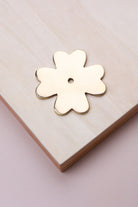 Polished brass flower backplate, 51 x 51mm: solid brass with a 4mm centre hole for the knob bolt