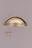 Half moon cup pull in polished brass