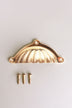 Scalloped cup pull in polished brass