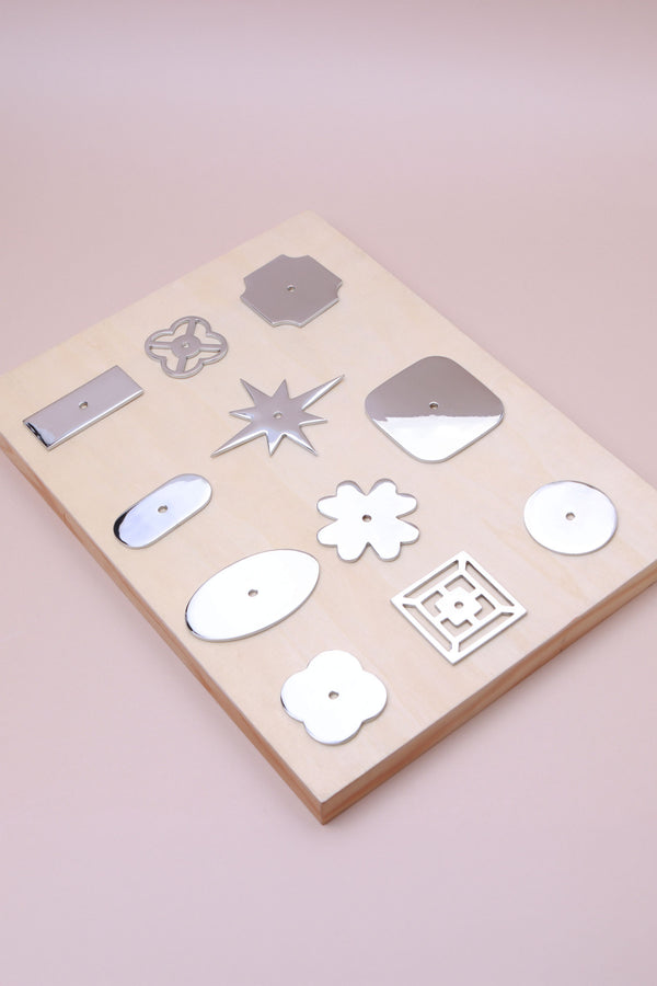 Polished Chrome Cabinet Knob Backplates, 11 Shapes