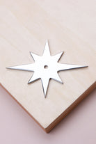 Polished chrome star backplate, 87 x 68mm: chrome-plated solid brass with a 4mm centre hole for the knob bolt