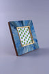 Profondo Blu Bone Inlay Photo Frame in Deep Blue and Gold — close-up view, G Decor
