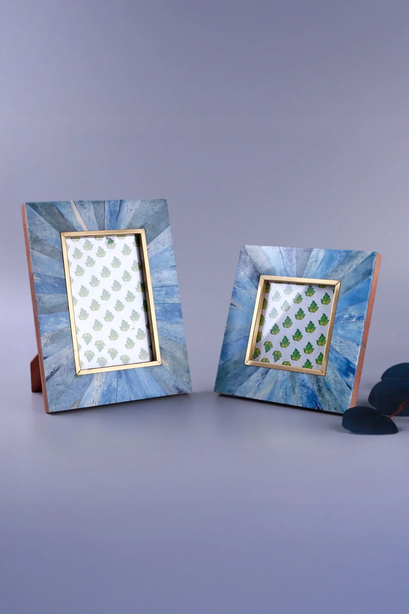 Profondo Blu Bone Inlay Photo Frame in Deep Blue and Gold