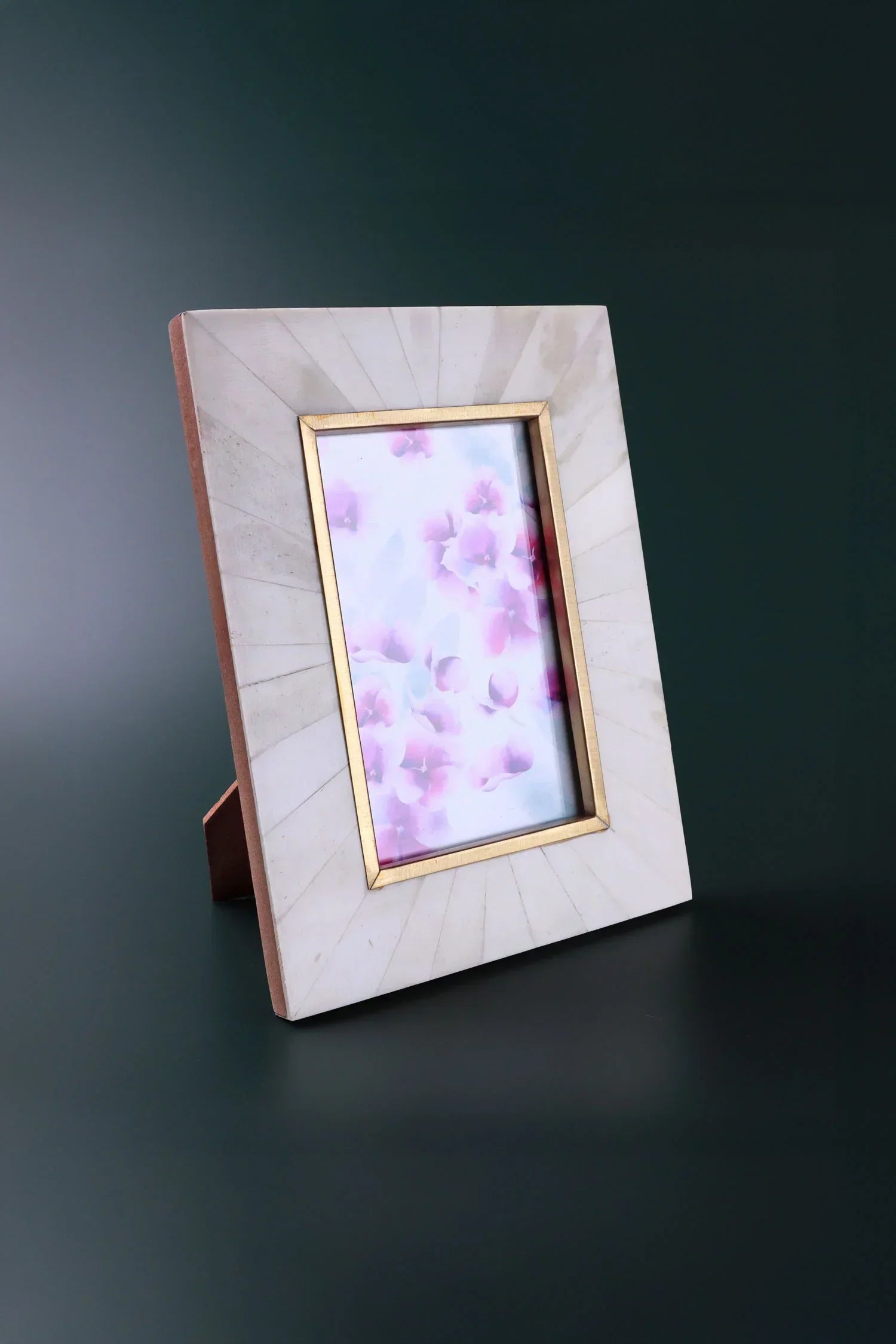Profondo Crema Bone Inlay Photo Frame in Cream and Gold — alternate view, G Decor