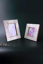 Profondo Crema Handcrafted Horn Bone & Brass Photo Frame Warm Cream & Gold Picture Display - G Decor