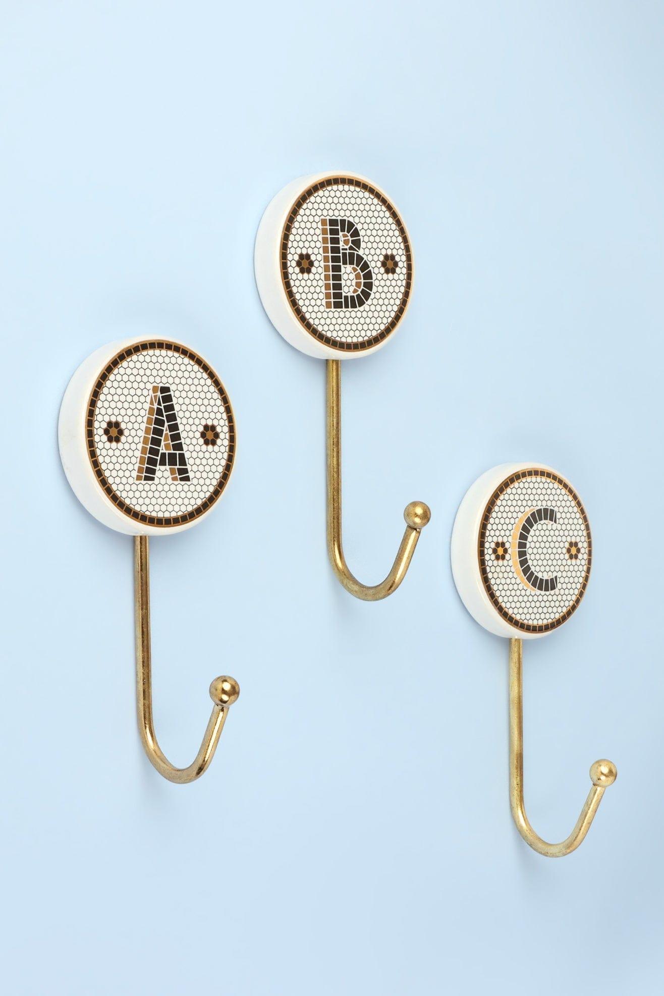 G Decor All Hooks Pub Black and gold Tile Monogram alphabet initial hooks