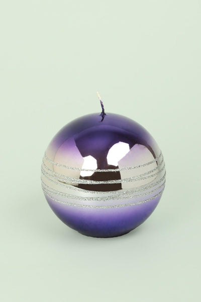 G Decor Candles & Candle Holders Purple / Ball Purple Two Tone Glitter Glass Effect Reflecting Gloss Pillar Candles