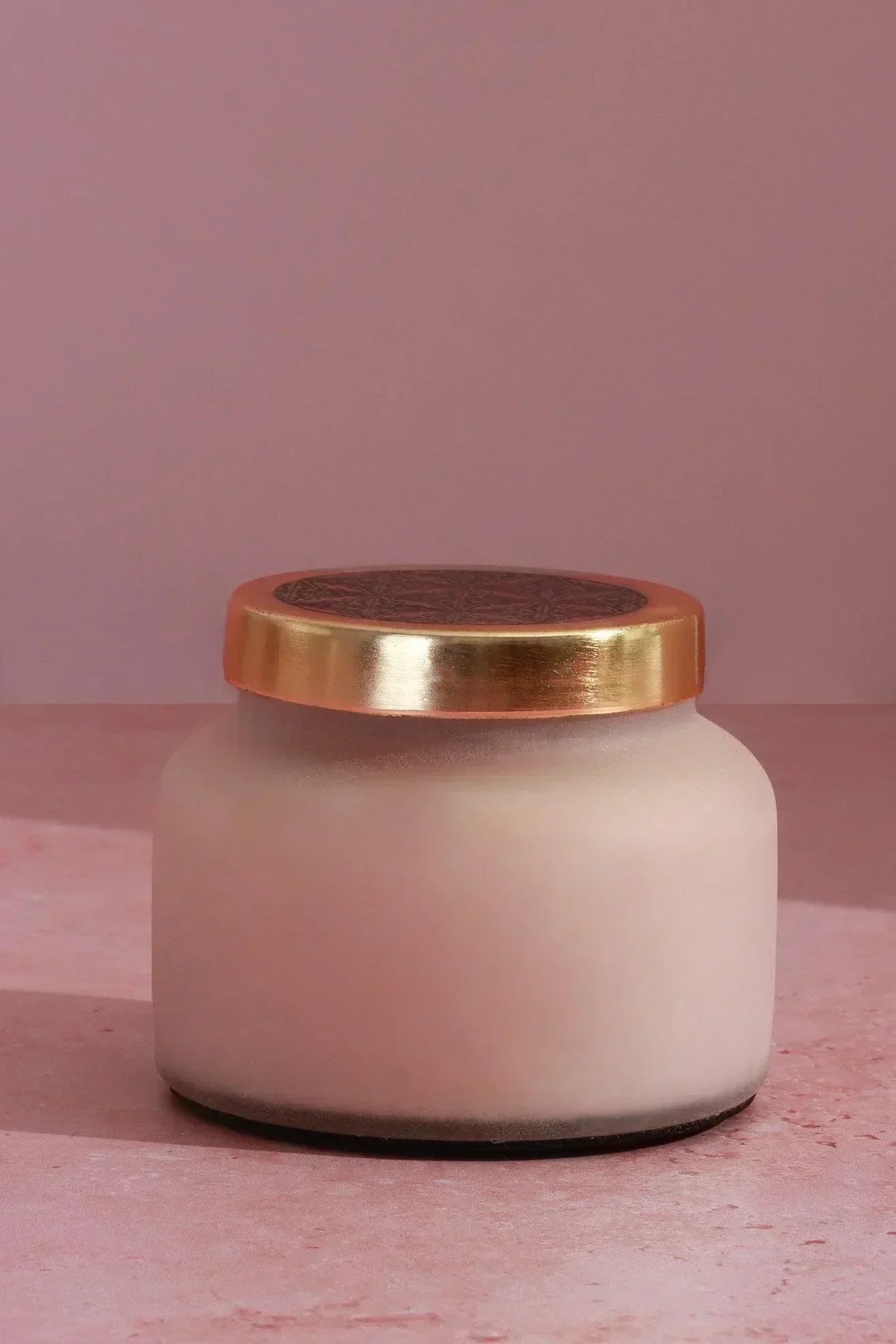 Rasa Chandra Jasmine Scented Candle in Frosted White Glass — lifestyle view, G Decor