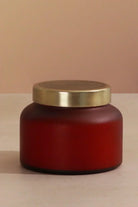 Rasa Ember Sandalwood Scented Candle in Frosted Red Glass — view 7, G Decor