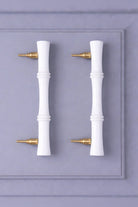 Kyoto Solid Bamboo Door Handle, Set of 2, White Finish — G Decor