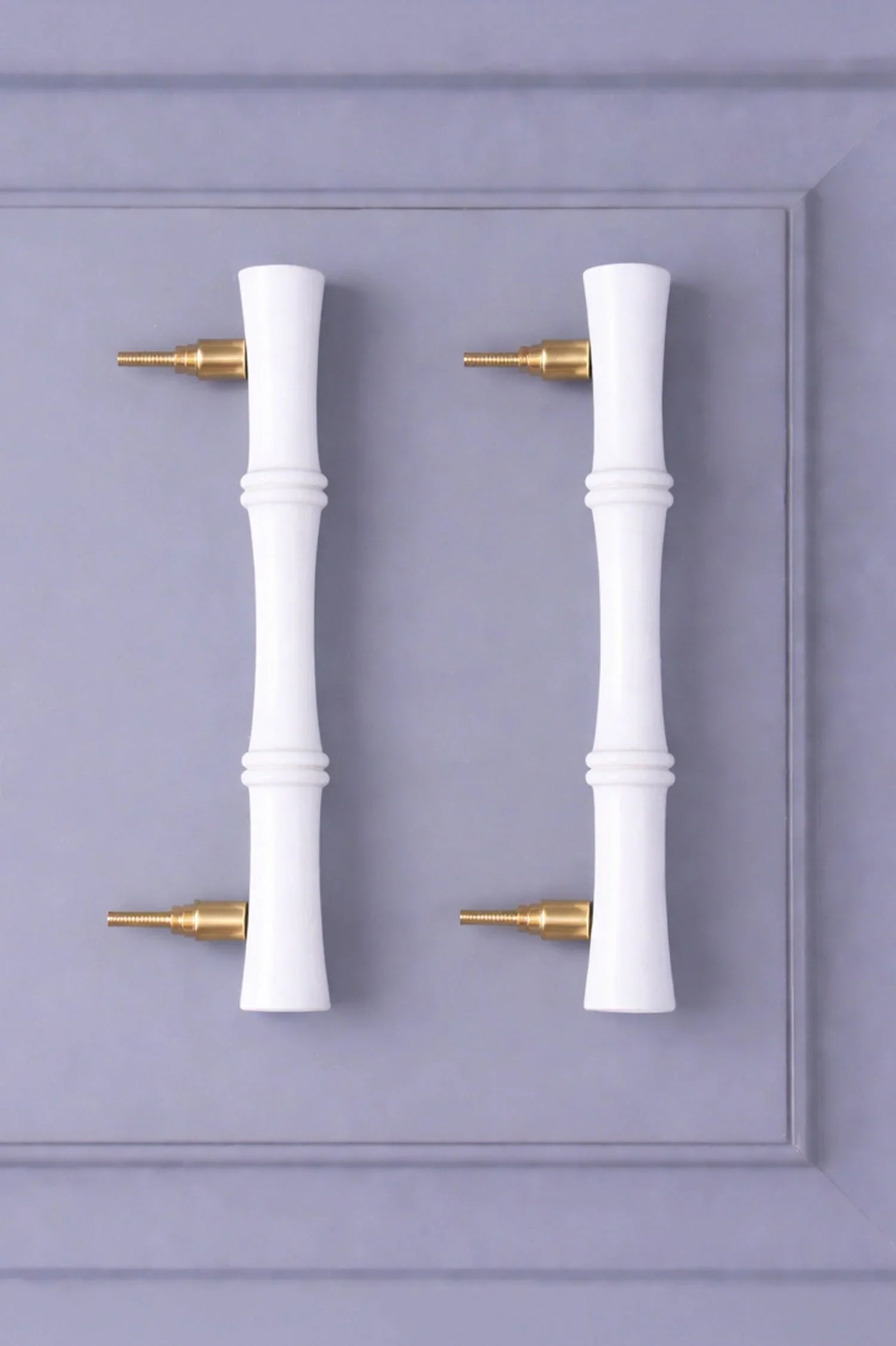 G Decor Kyoto Solid Bamboo Door Handle Set of 2 White Finish
