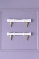 Kyoto Solid Bamboo Door Handle, White Finish — alternate view, G Decor