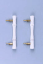 Kyoto Solid Bamboo Door Handle, White Finish — close-up view, G Decor
