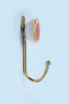 Rhodes Family Ceramic Wall Hook in Crackle Glaze with Brass — view 5, G Decor