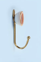 Rhodes Family Handmade & Handcrafted Ceramic Wall Hook Crackle Glaze with Brass Finish - G Decor