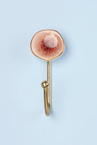 Rhodes Family Handmade & Handcrafted Ceramic Wall Hook Crackle Glaze with Brass Finish - G Decor