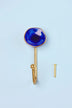 Rhodes Family Ceramic Wall Hook in Crackle Glaze with Brass — close-up view, G Decor