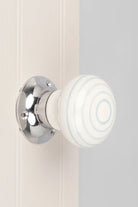 Ringbourne White Ceramic Mortice Door Knobs with Grey Stripe Rings — alternate view, G Decor