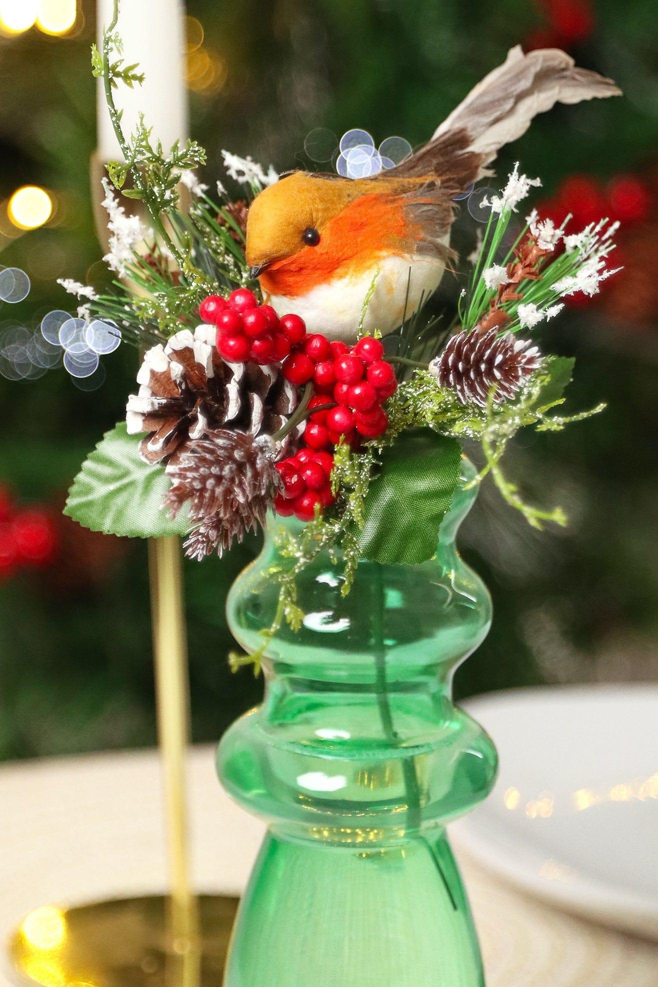 G Decor Red Robin on a Branch Ornament