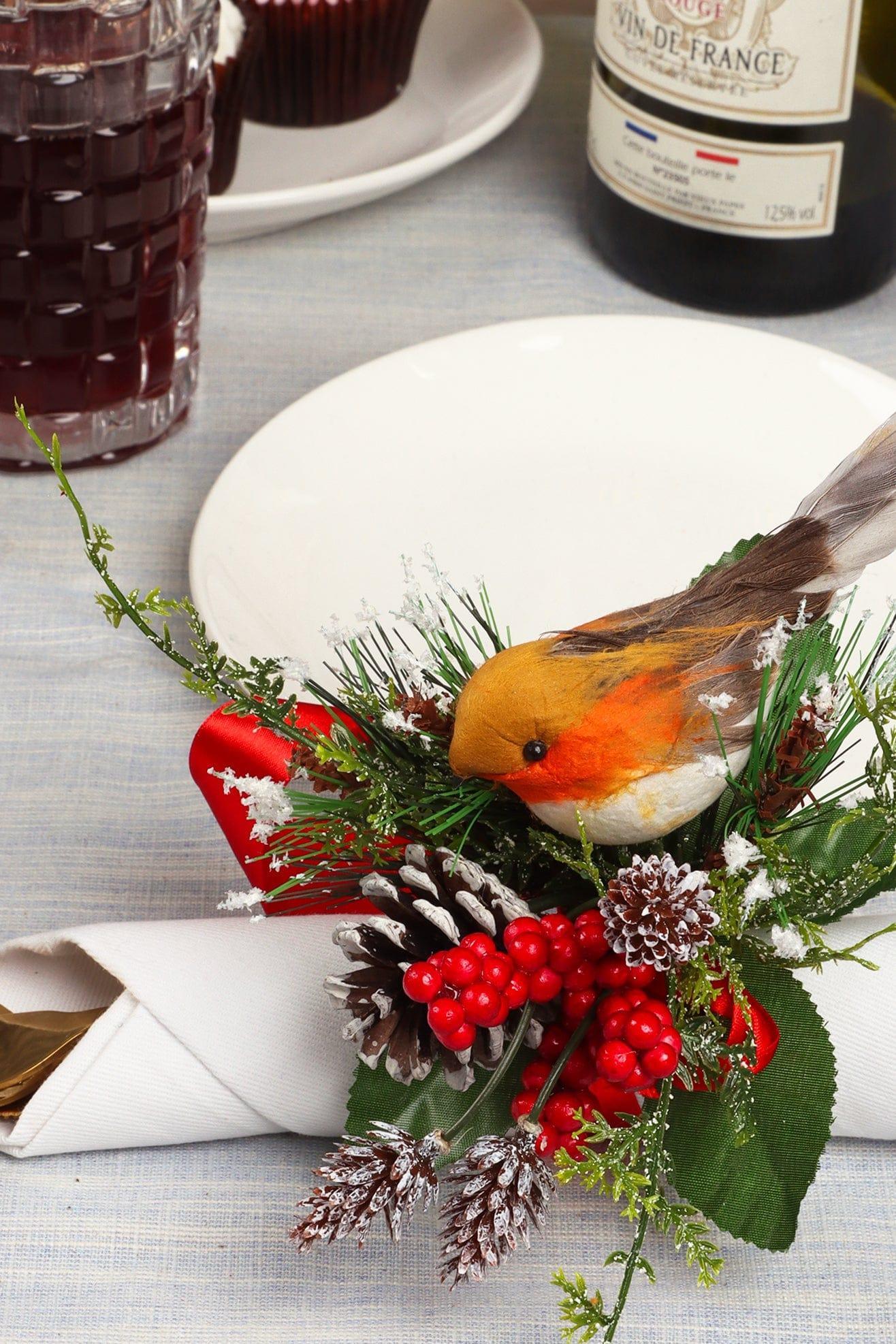 G Decor Christmas Decorations Red Robin on a Branch Ornament