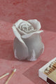 Rosabella Grey Mist Rose Hand-Finished Sculpted Rose Candle in Gentle Grey - G Decor