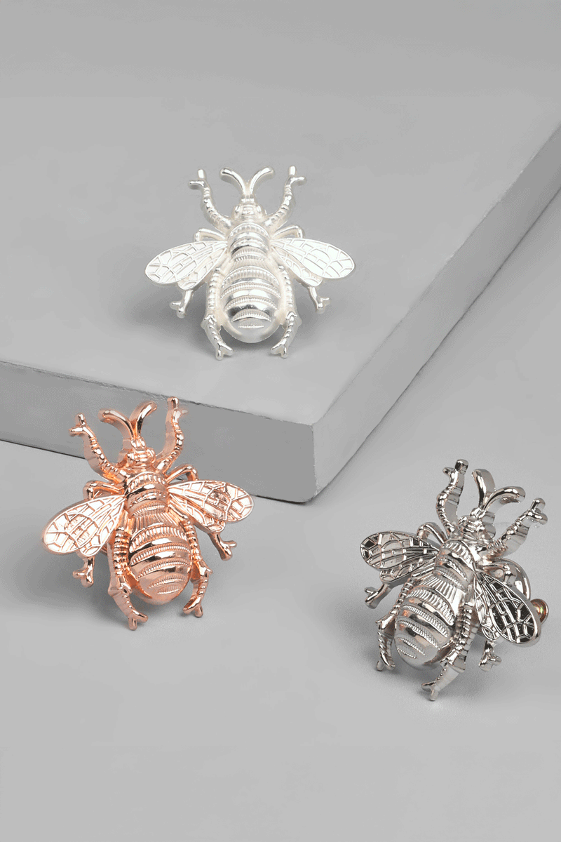 Griff „Bienenkönigin“ in Roségold und Knopf „Honigbiene“ in Silber