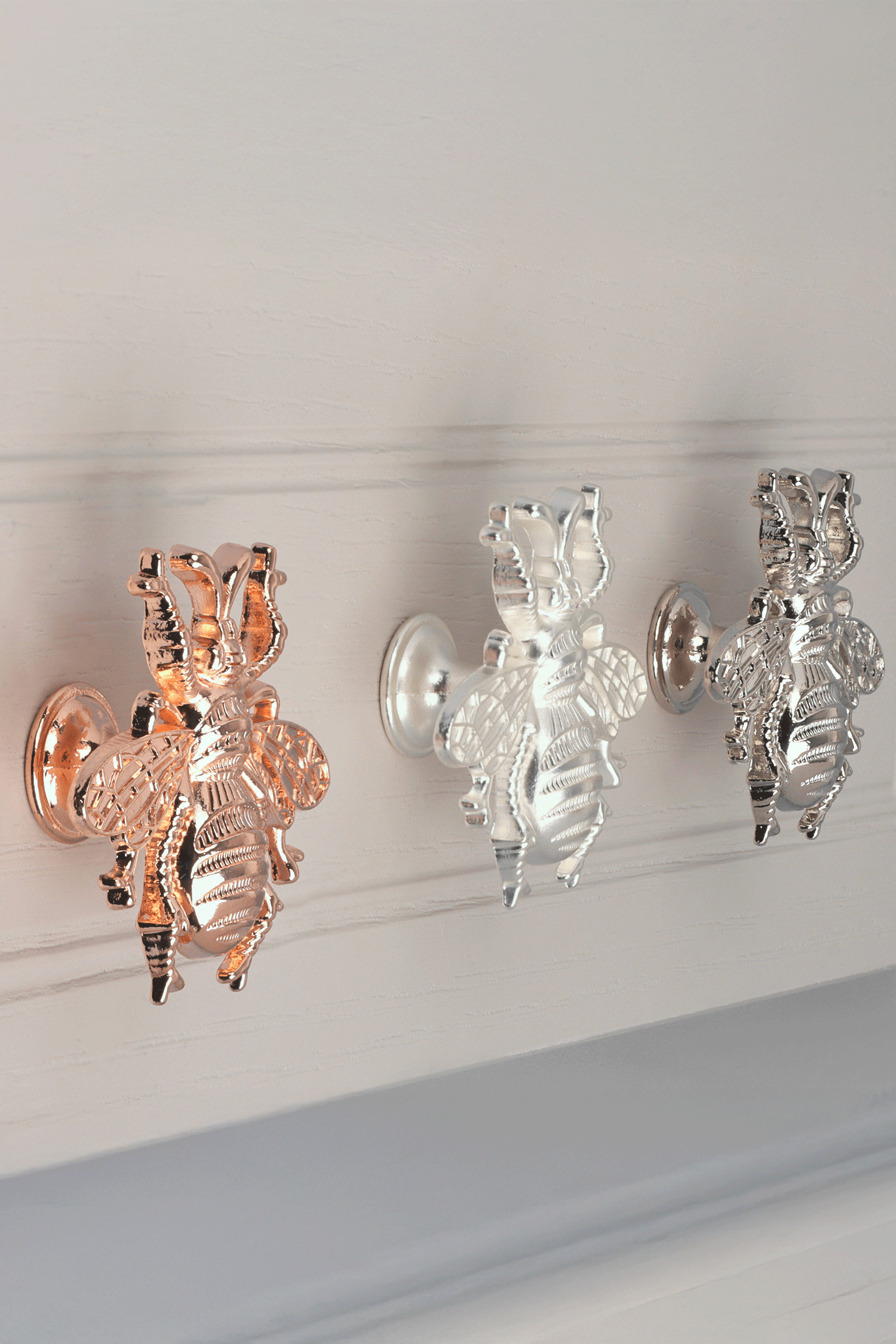 Queen Bee Cabinet Knob in Rose Gold and Silver — close-up view, G Decor