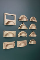Satin Brass Cup Pull Collection solid brass hardware, second view