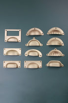 Satin Brass Cup Pull Collection solid brass hardware
