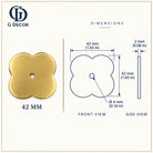 Size drawing: quatrefoil backplate 42mm in satin brass