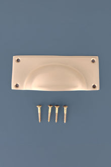 Satin Brass Cup Pulls in 11 Styles, Unlacquered Solid Brass Cup Handles and Bin Pulls, Card Frame Label Pull, Kitchen Drawer Hardware