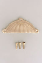 Scalloped cup pull in satin brass