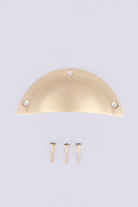 Stepped rim cup pull in satin brass