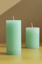 Scented Breeze Collection Green Marbled Pillar Candle With Garden Retreat Scent - G Decor