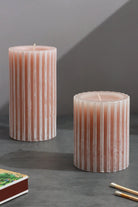 Scented Grooved Pink Blossom, Perfect for Meditation, Pillar Candle - G Decor