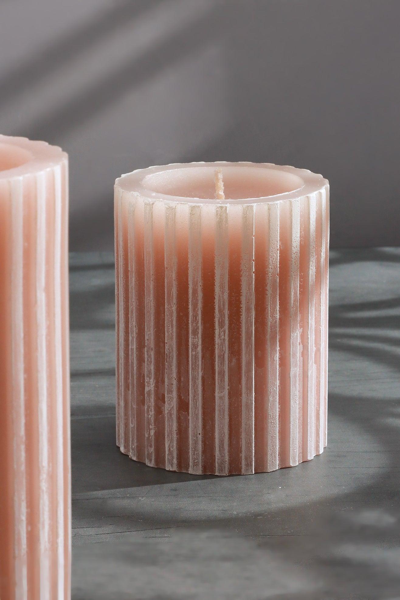 Scented Grooved Pink Blossom, Perfect for Meditation, Pillar Candle - G Decor