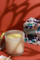 Blanche Serene Soy Wax Scented Candle in Jasmine White Floral and Amber — close-up view, G Decor