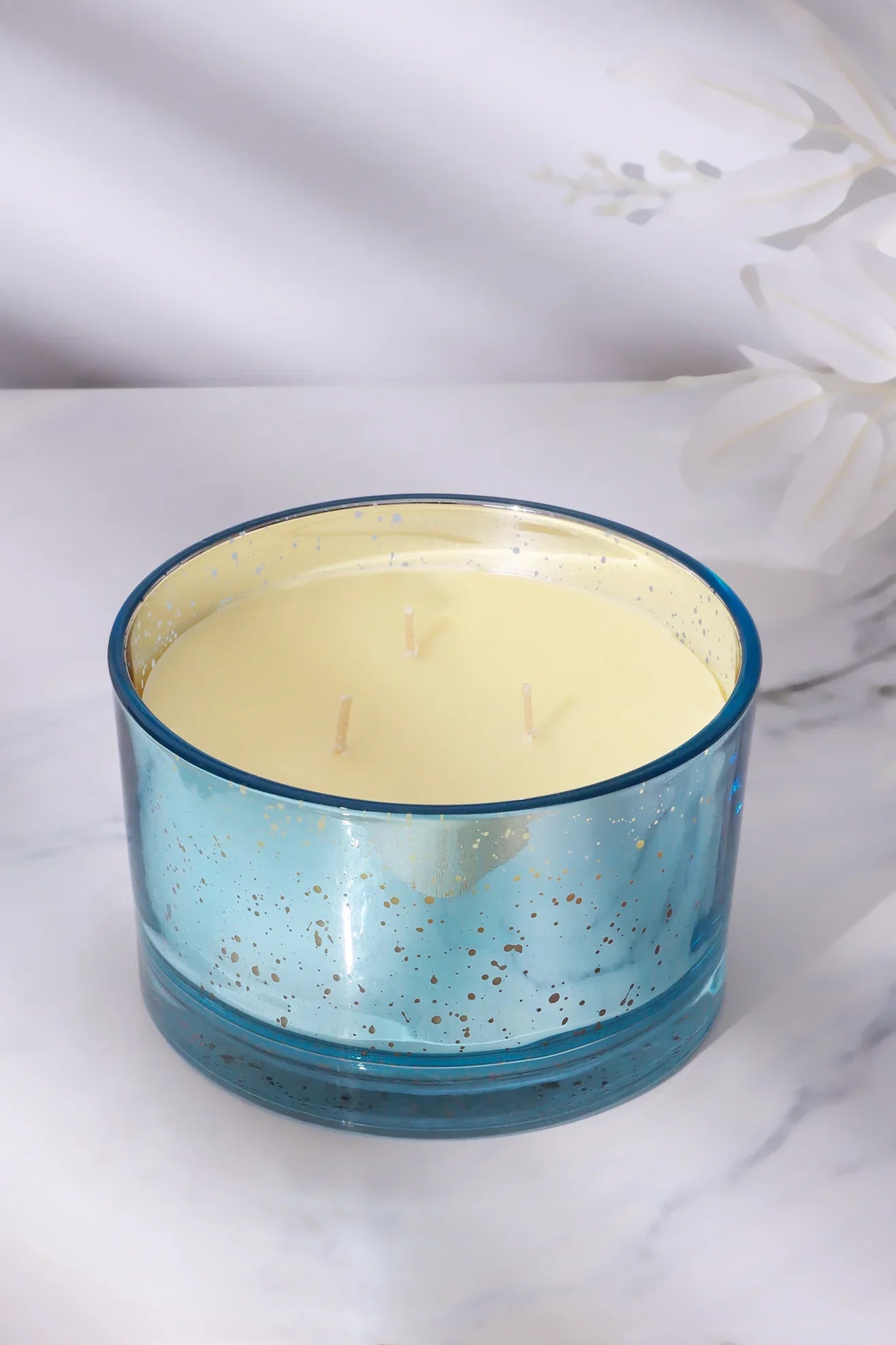 Scented Nova Electroplate Blue Cotton Soy, Perfect for Meditation, Jar Candle - G Decor