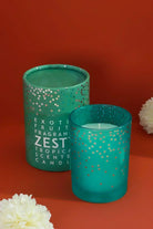 Zesty Tropical Pineapple Scented Candle in Blue Polka Dot Glass Jar — view 5, G Decor