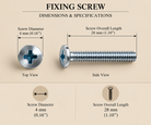 Fixing screw specification, M4 x 28mm countersunk cross head