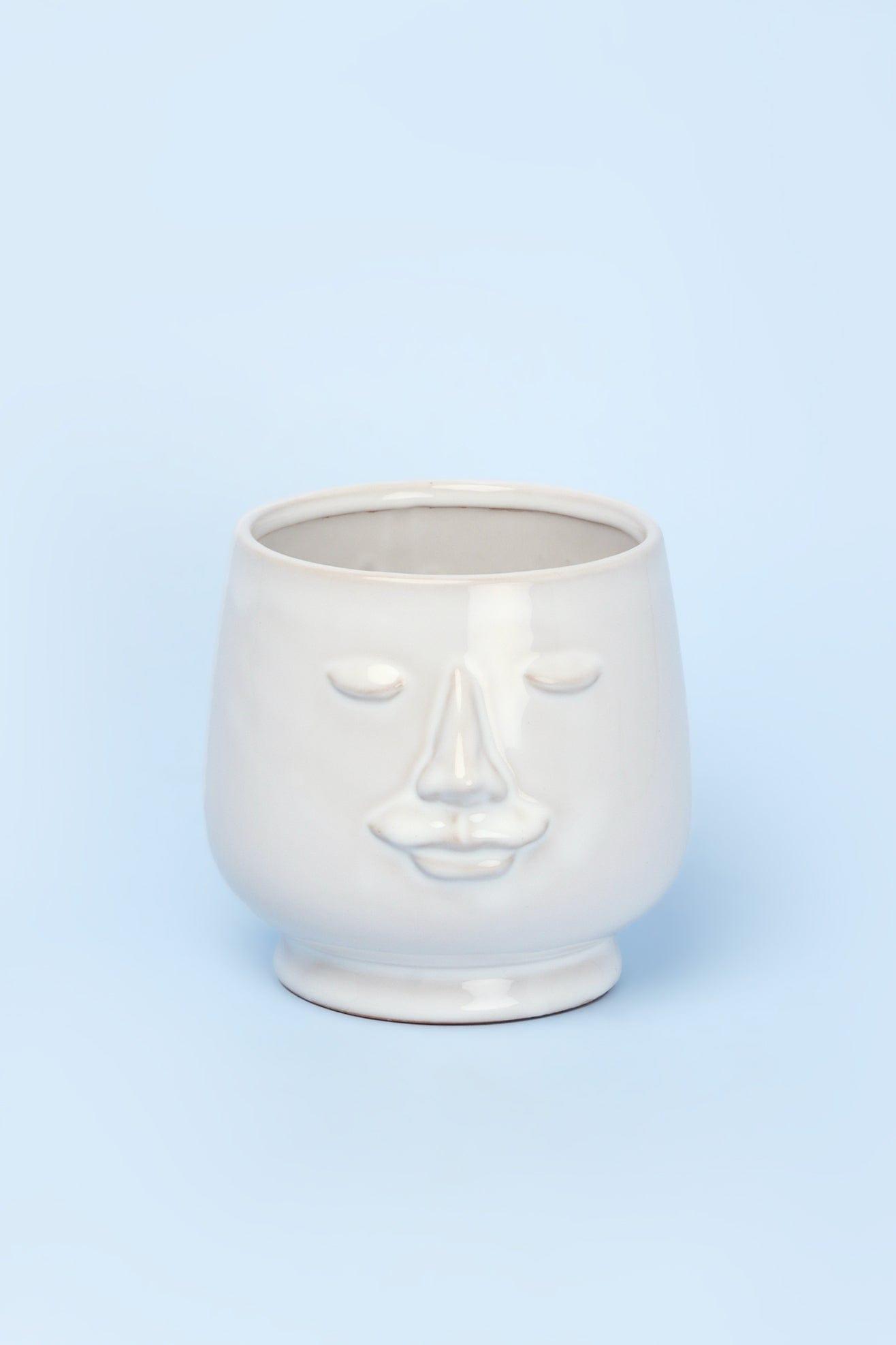 G Decor planters and vases White Serene Ceramic Face Vase
