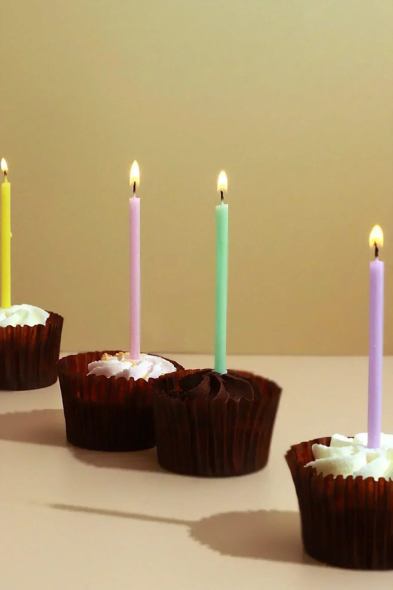 Rainbow Pastel Skinny Birthday Cake Candles Set of 12
