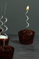 Set of 12 Silver Swirls Cake Candles - G Decor