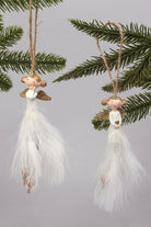 Pair of Hand-Painted Soft Feather Angels in White and Gold — G Decor