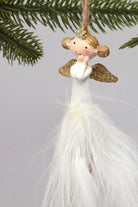 Pair of Hand-Painted Soft Feather Angels in White and Gold — alternate view, G Decor